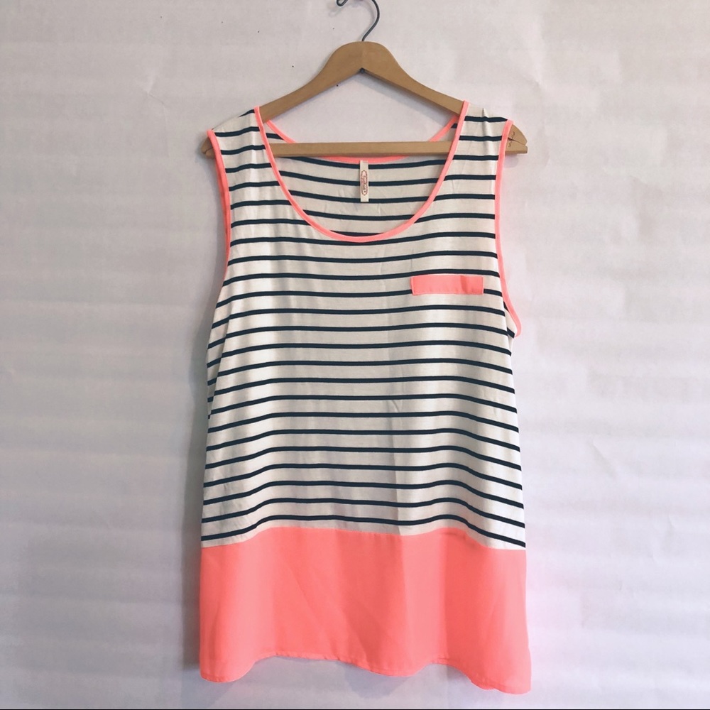Ivory and Coral Striped Sleeveless Tank Zulilly